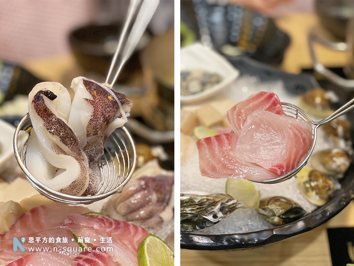 包含軟絲與鯛魚片都滿好吃的，這鍋對於喜歡海鮮的我們真是太滿足了!