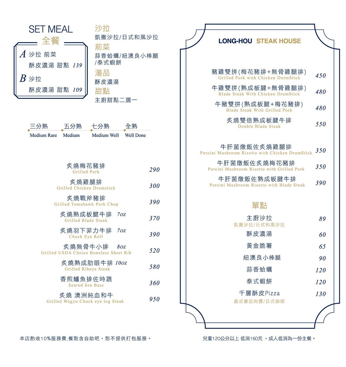 瀧厚炙燒熟成牛排 菜單